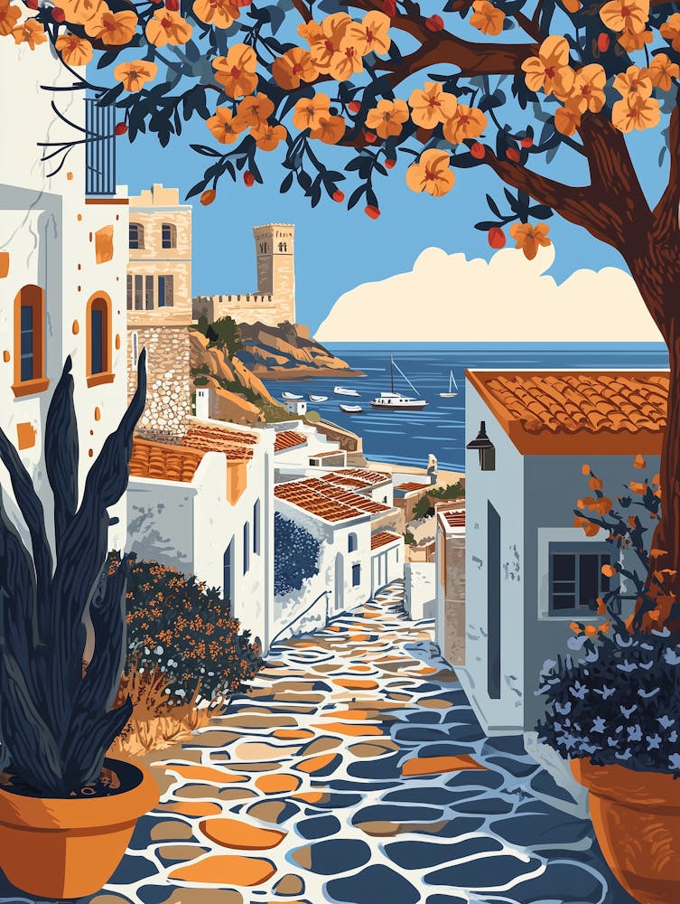 A Boho Style Illustration Of Rhodes