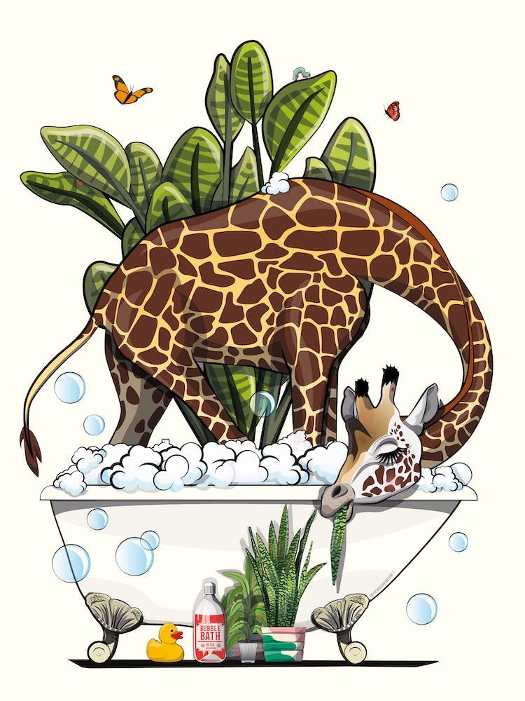 Giraffe Eating In The Bath