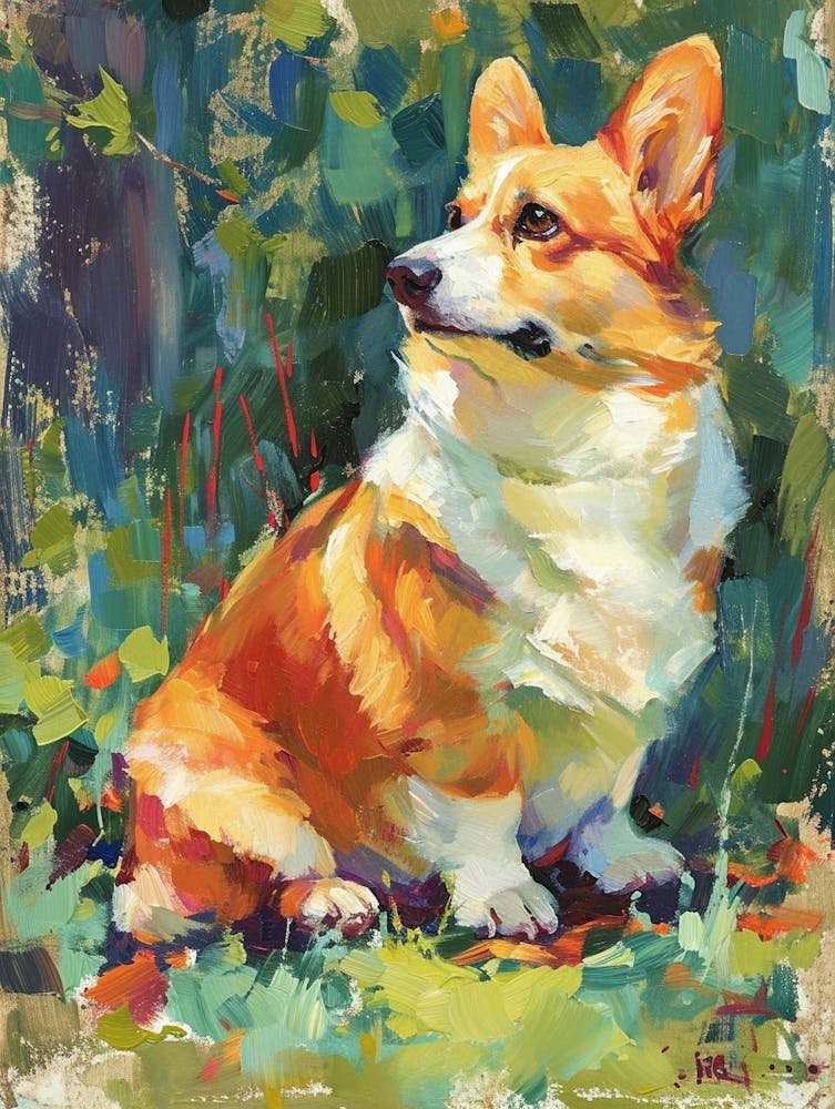 Pembroke Welsh Corgi Acrylic Painting 1