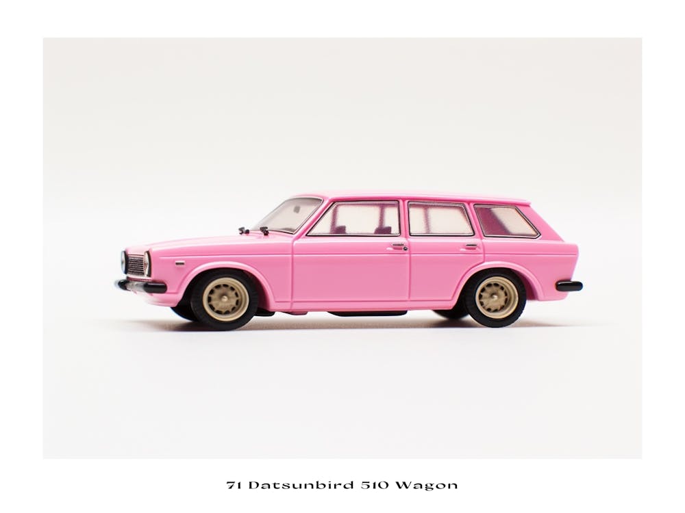 Toy Car 71 Datsun Bluebird 510 Wagon Pink Poster