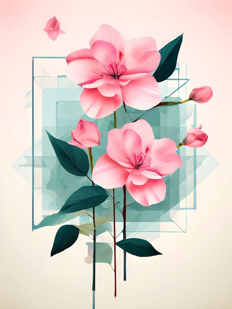 Pink Flowers With Leaves