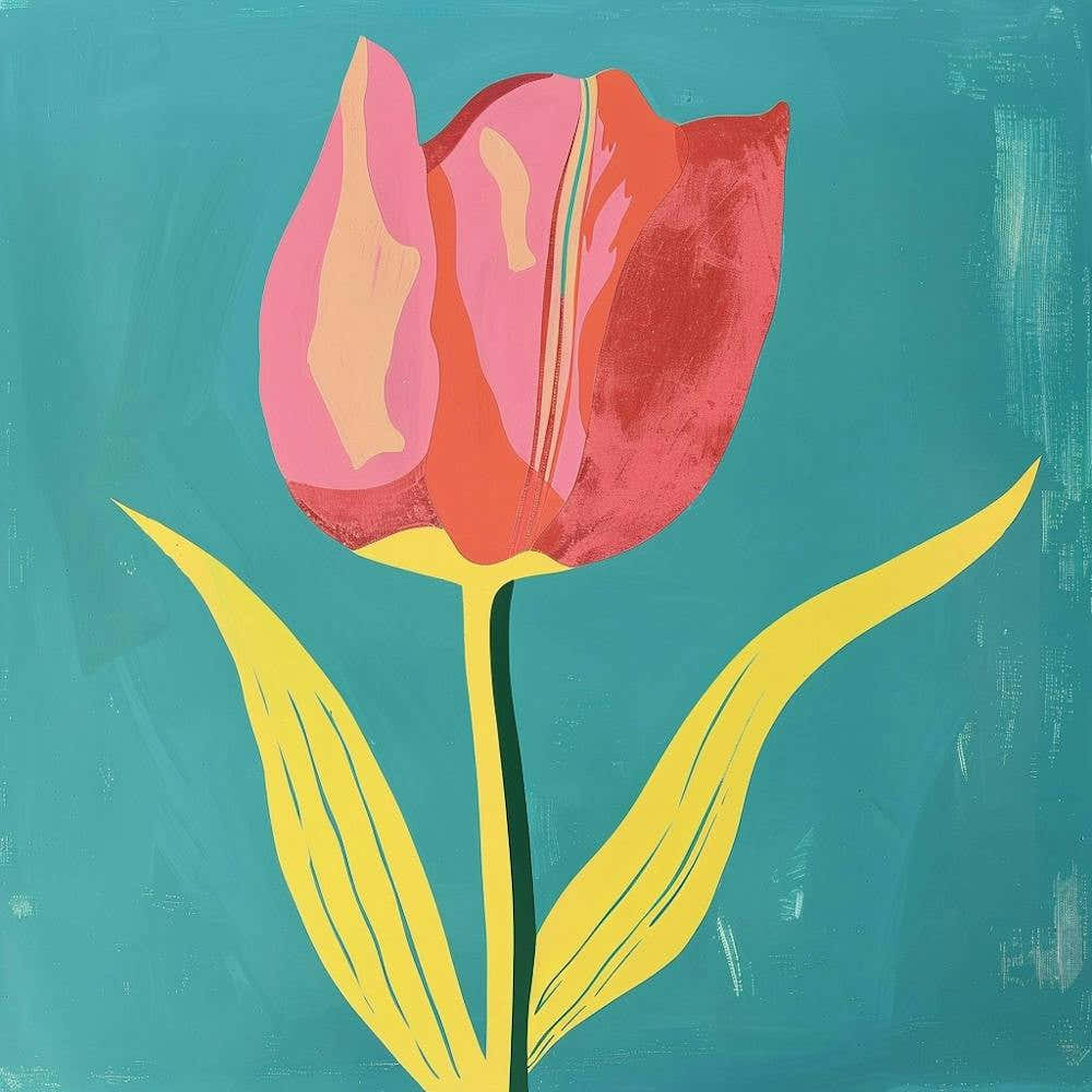 Tulip 2 Square Flower Illustration