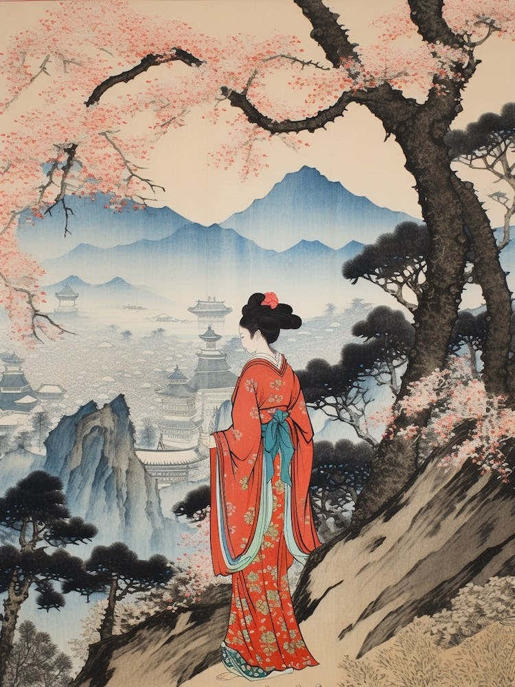 Mount Yoshino, Japan Vintage Travel Art 4