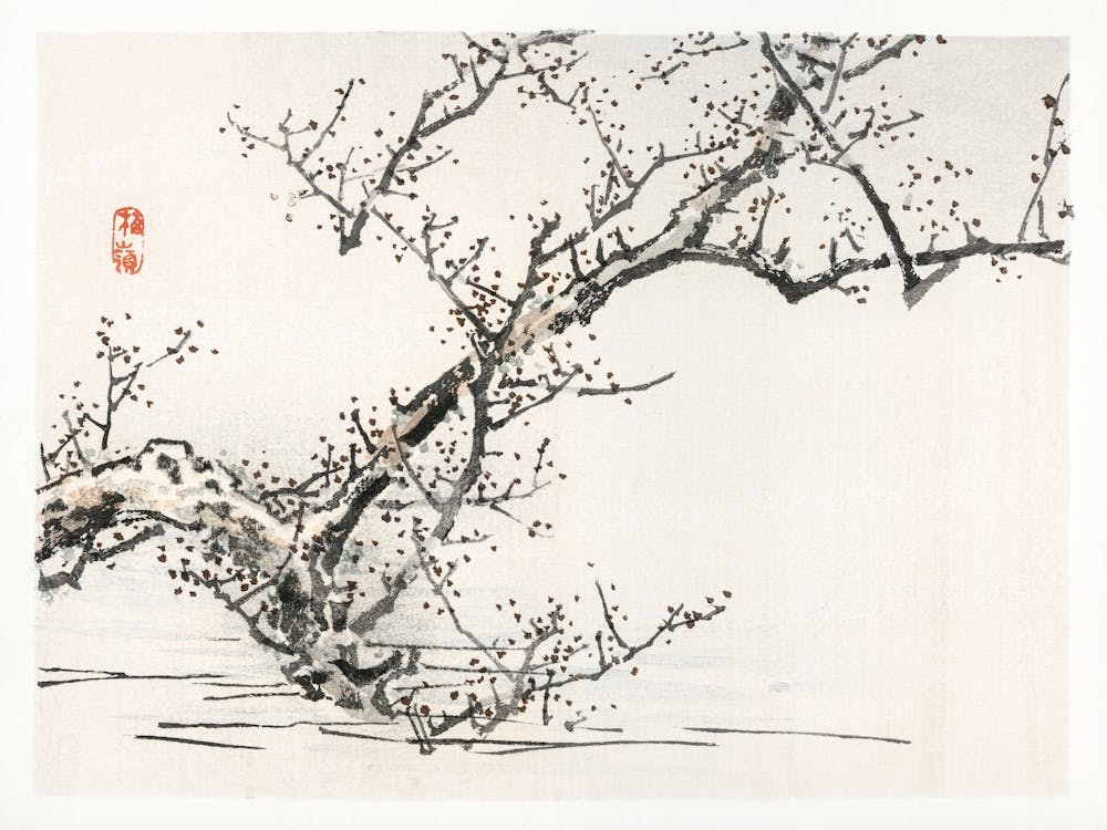 Tree Against The Backdrop Of Water, Kōno Bairei