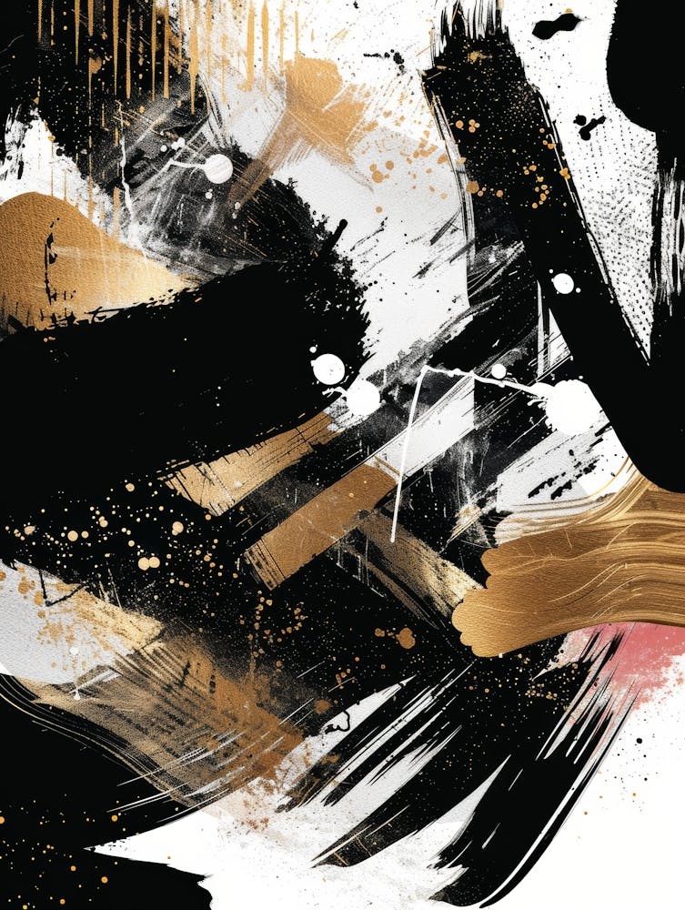 Abstract Black Gold Canvas Print 5