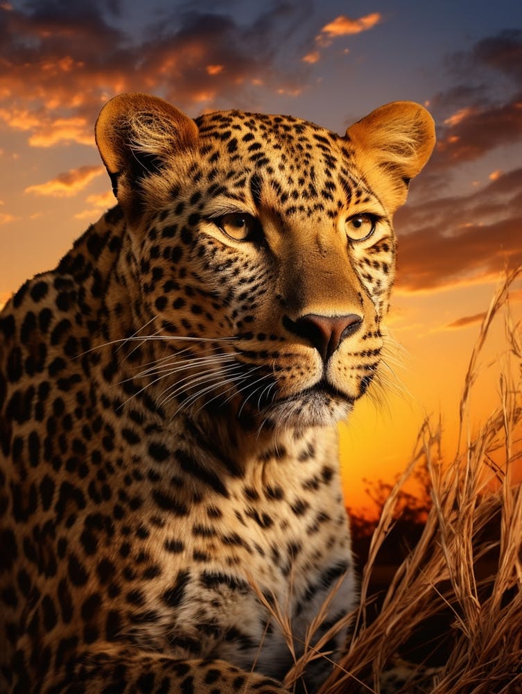 African Leopard Sunset Portrait 2