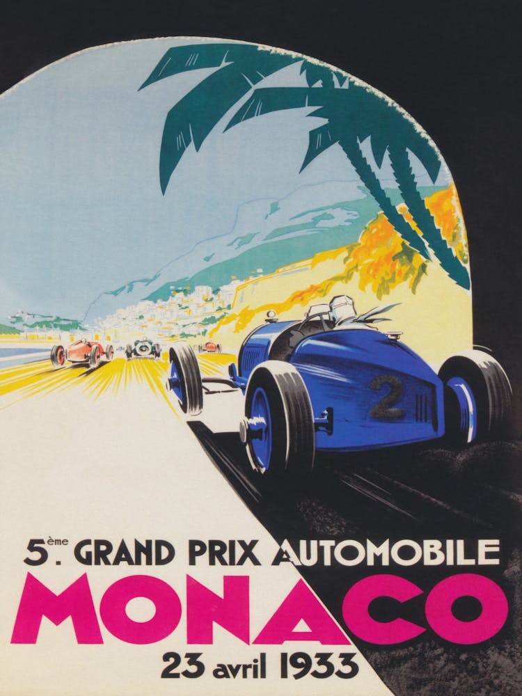 Grand Prix Automobile Monaco 1933 Vintage Poster