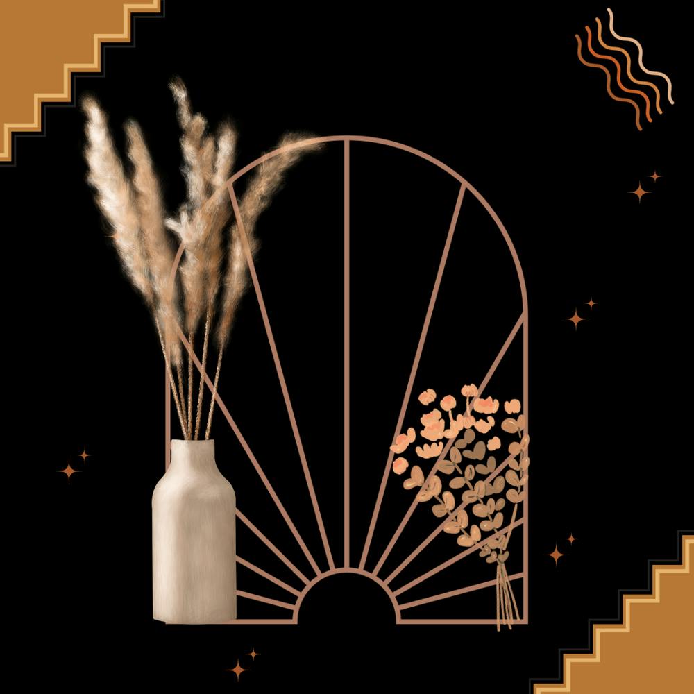 Golden Vase With Flowers