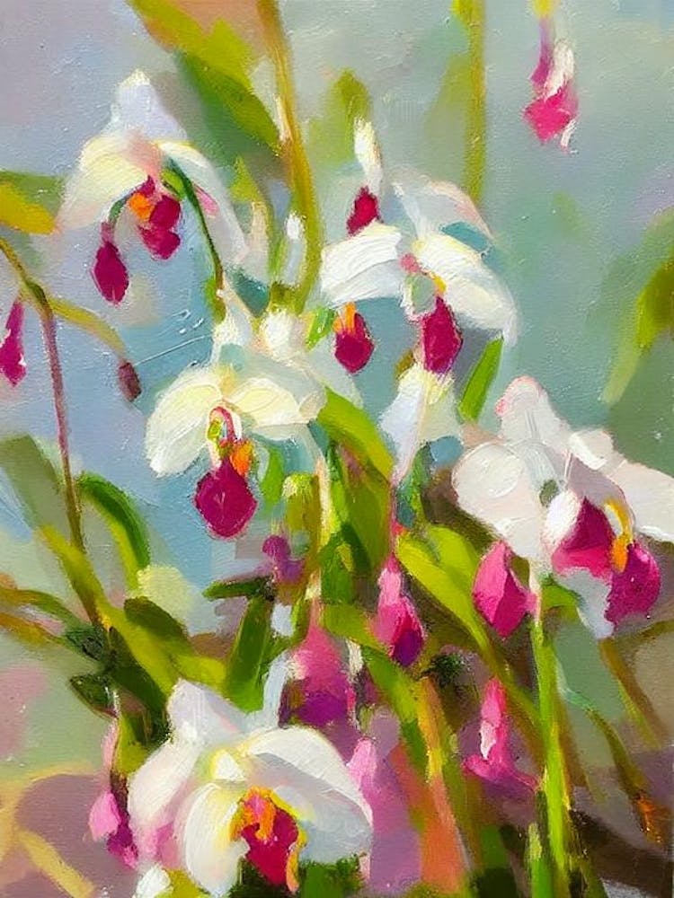 Lady Slipper Orchid 2 Impressionist Painting