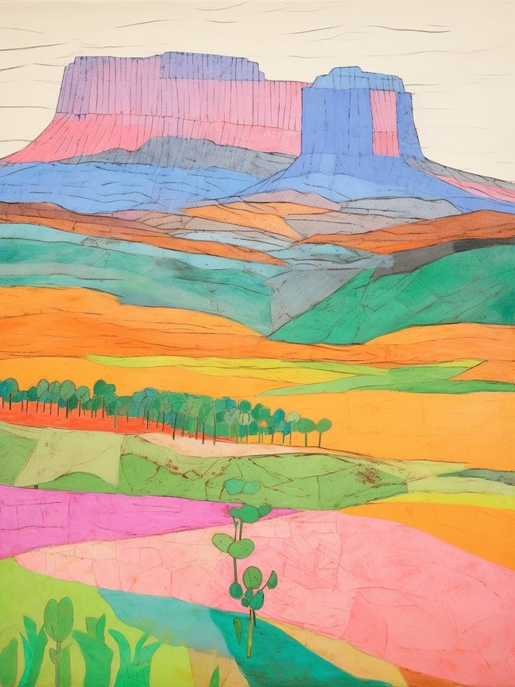 Mount Roraima South America 2 Colourful Mountain Illustration