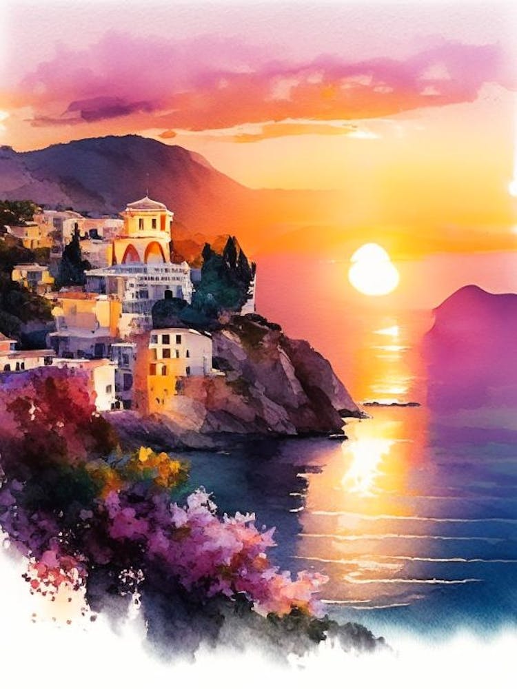 The Amalfi Coast Watercolour 2