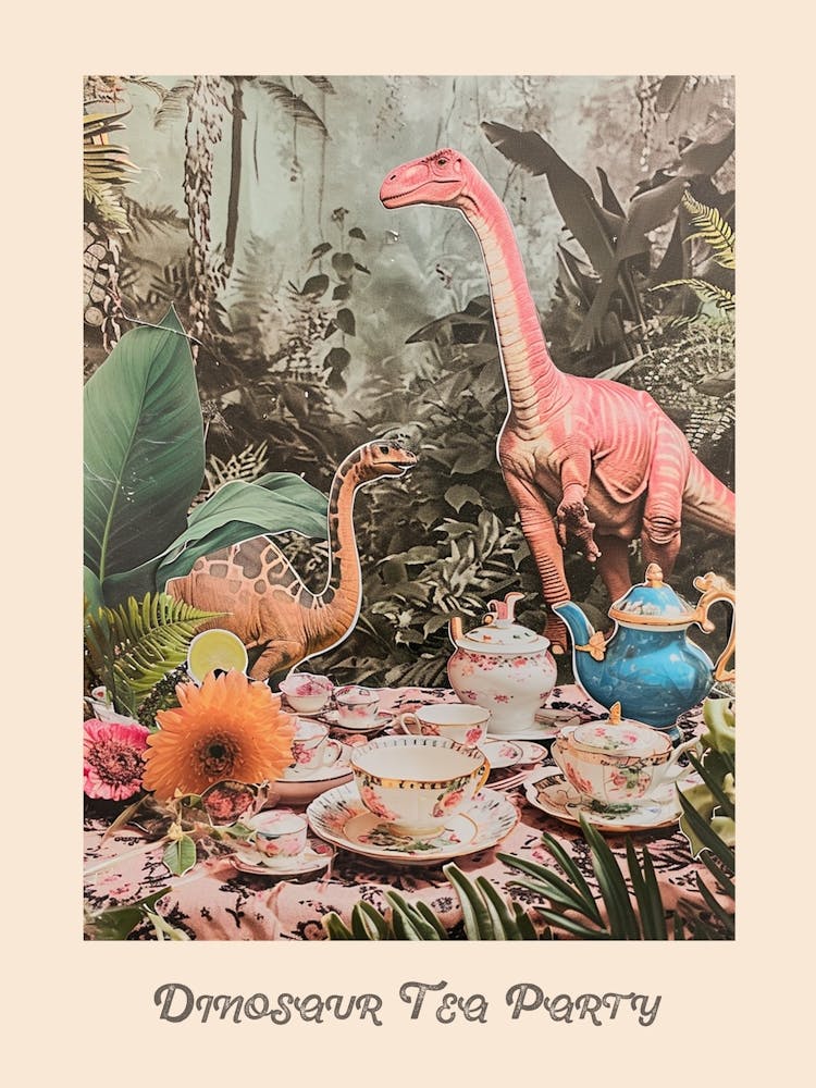 Dinosaur Tea Party Poster