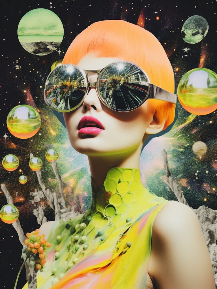 Retro Space Lady Collage 2