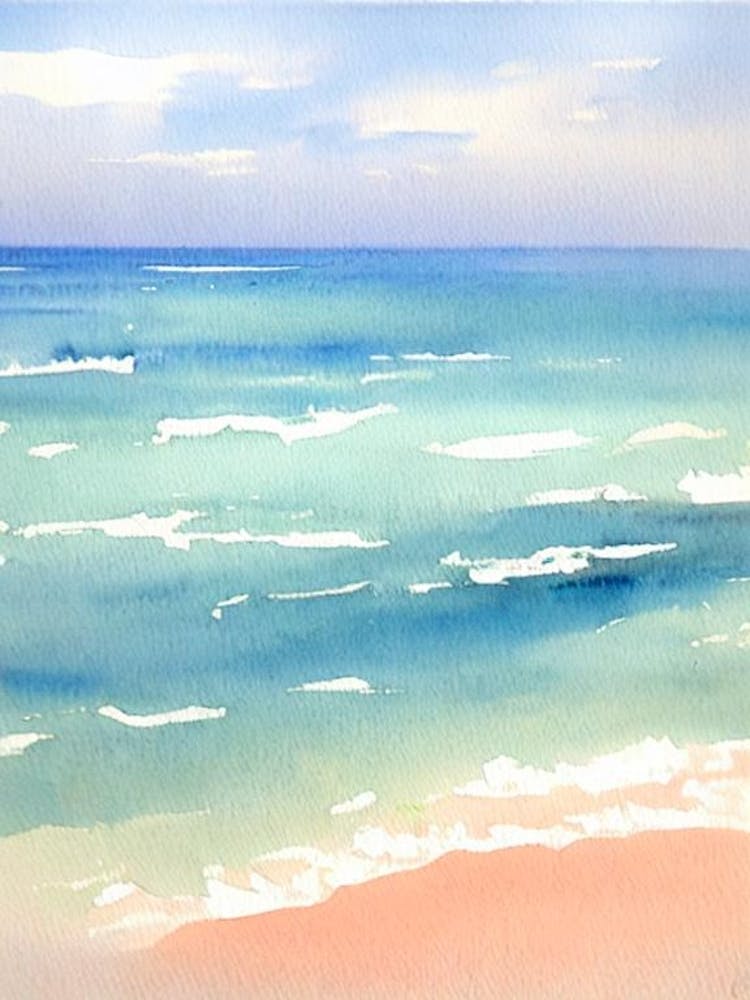 Cala Estreta Beach 2, Costa Brava, Spain Watercolour