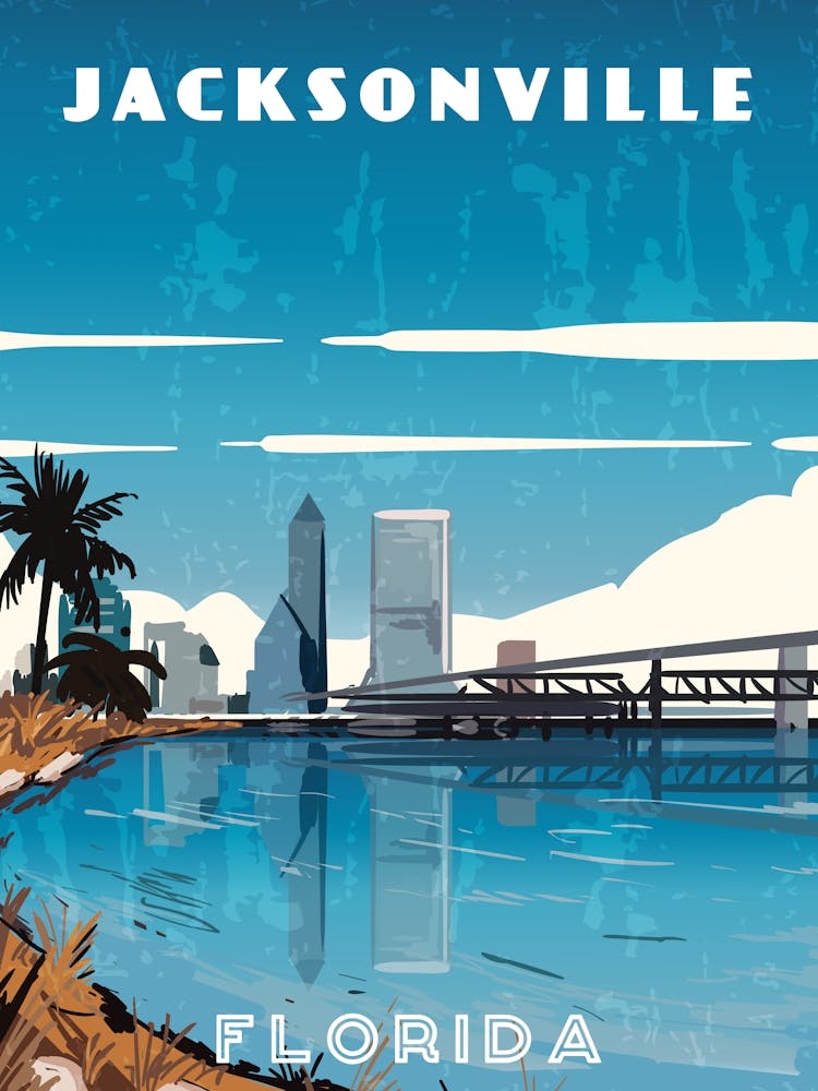 Jacksonville, Florida, USA — Retro travel minimalist poster