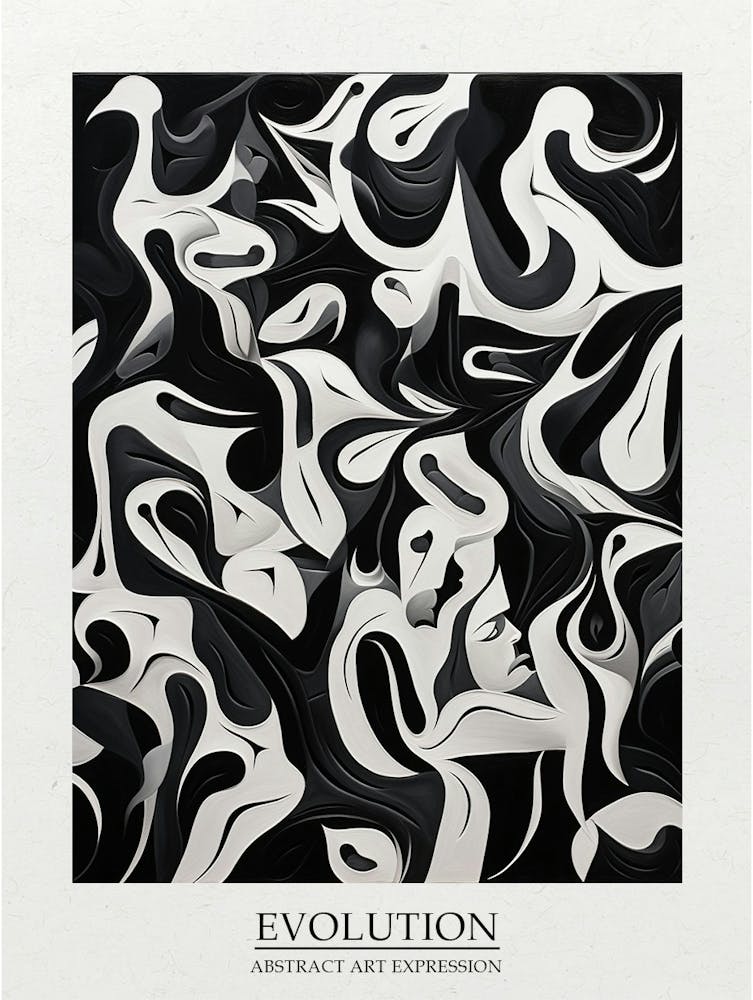 Evolution Abstract Black And White 1 Poster