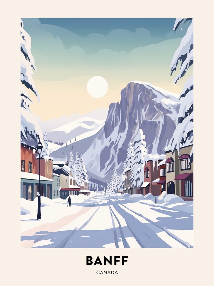 Vintage Winter Travel Poster Banff Canada 3
