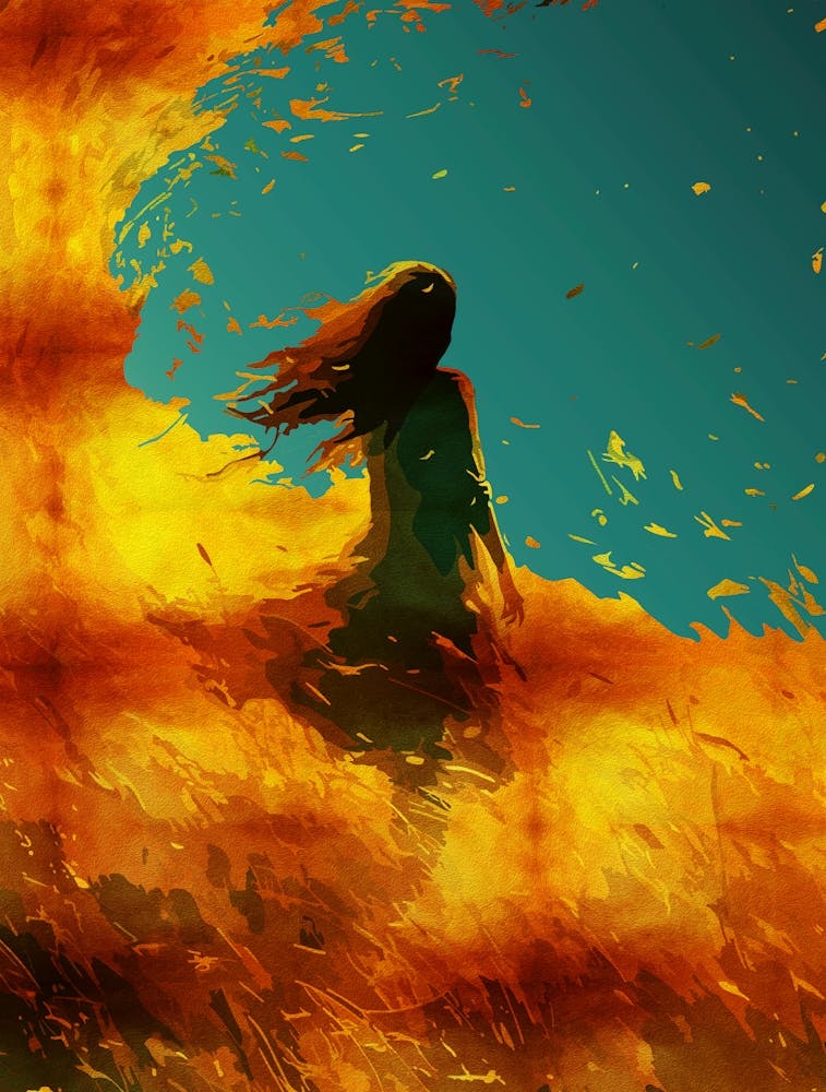 Ethereal Lady In A Golden Field