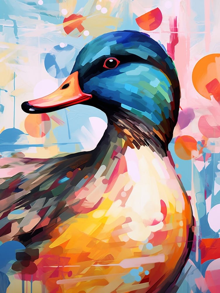 Bird Painting Collage Mallard Duck 2