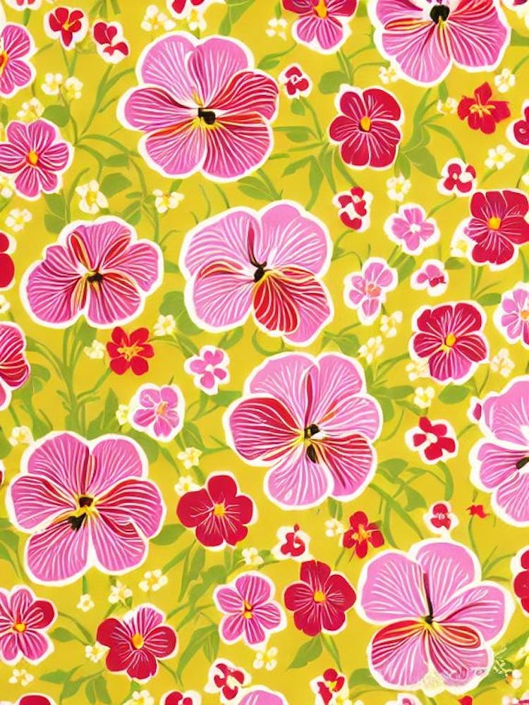 Pansy Floral Print Retro Pattern Flower