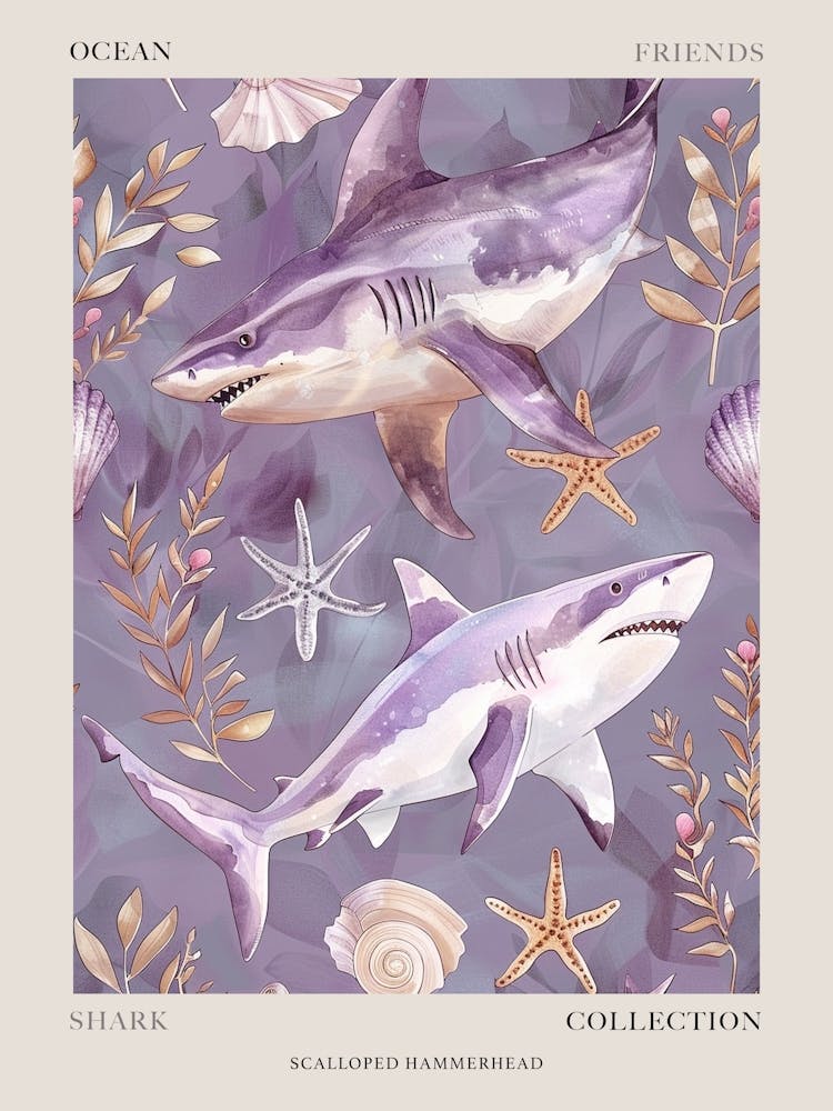 Purple Scalloped Hammerhead Shark 2 Poster
