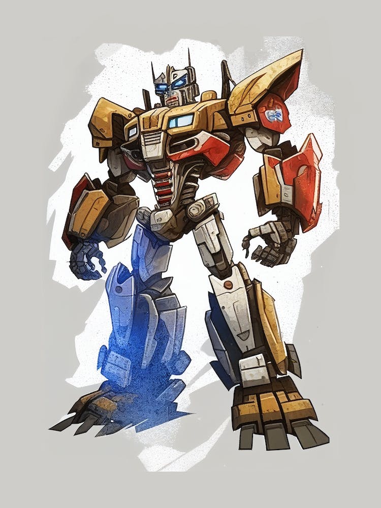 Transformer Car Robot Red And Orange