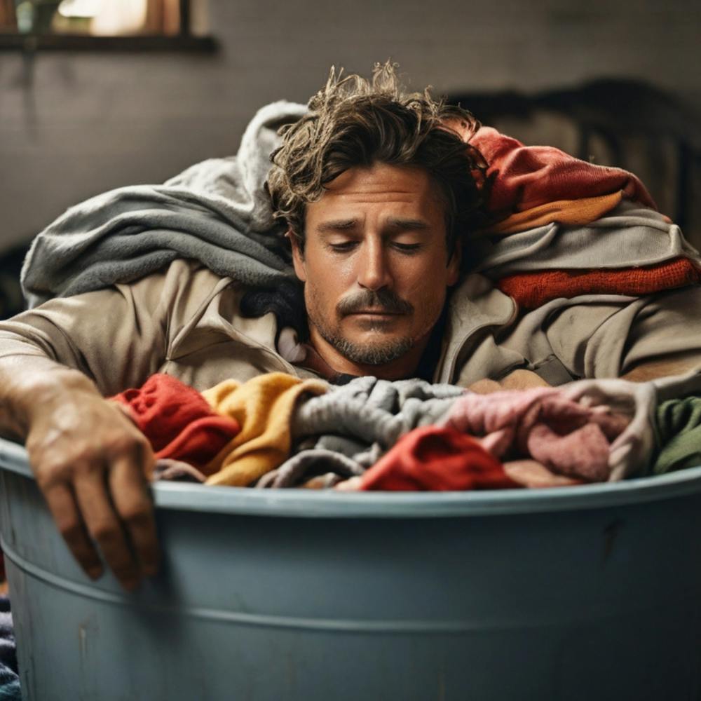 Man Sleeping In Laundry Tub