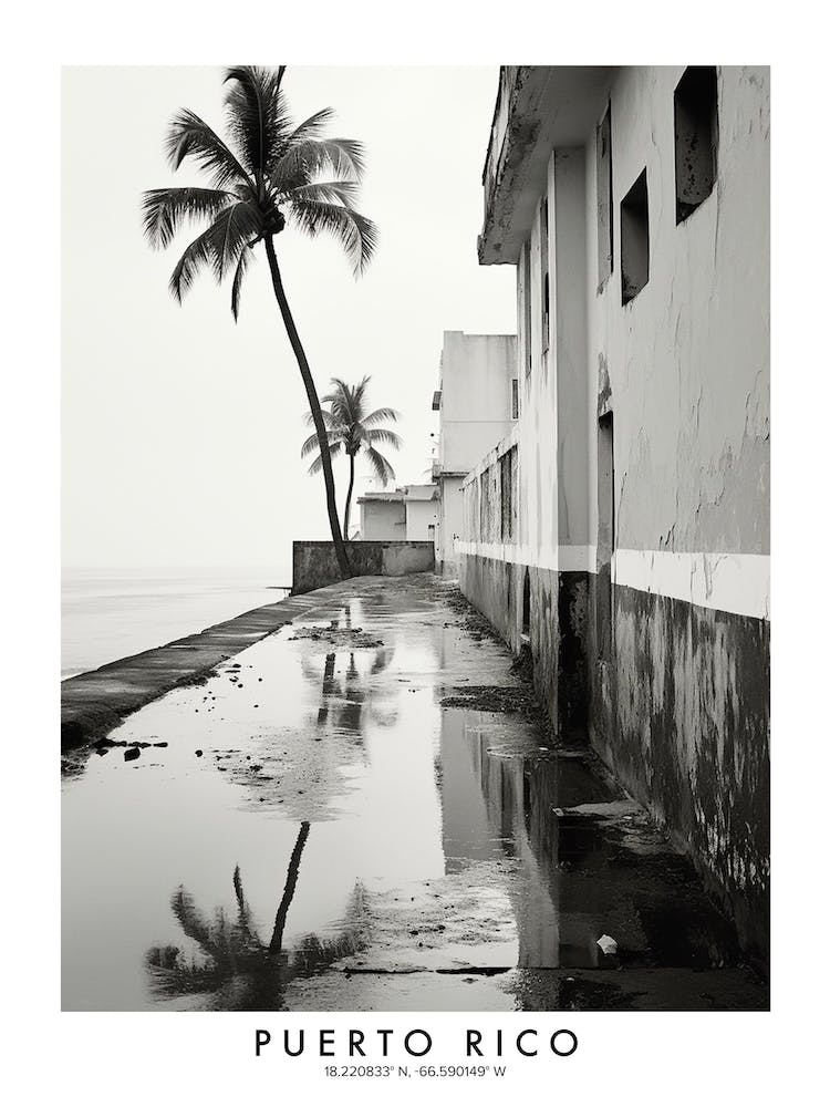 Poster Of Puerto Rico, Black And White Analogue Photograph 3