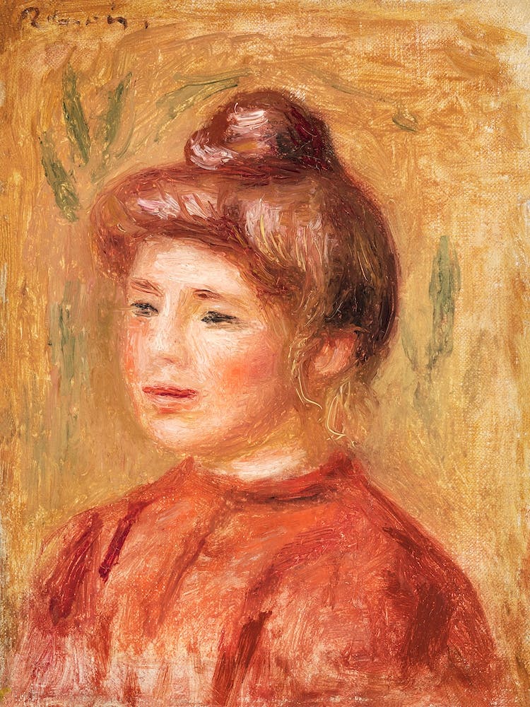 Bust Of Woman In Red, Pierre Auguste Renoir
