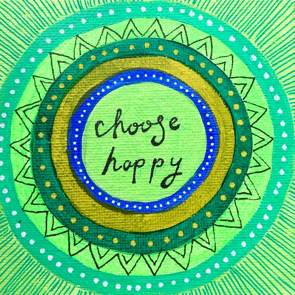 Green Choose Happy Art Yoga Mandala