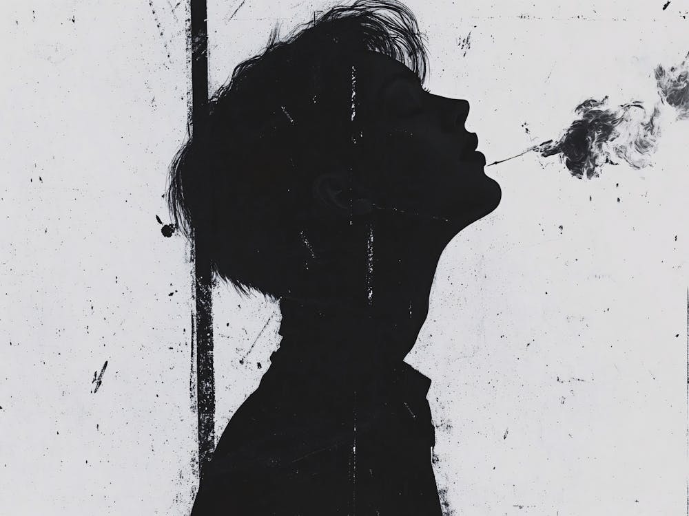 Silhouette Of A Man Smoking