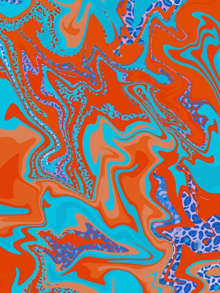 90s Orange Funky Marble