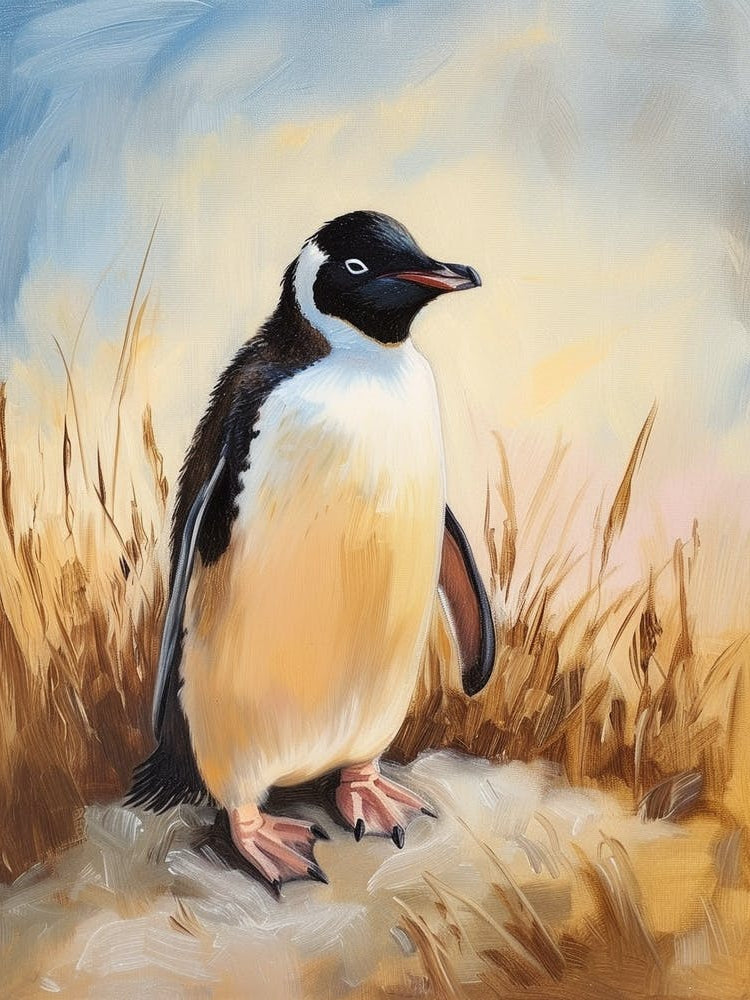 Adlie Penguin Carcass Island Oil Painting 2