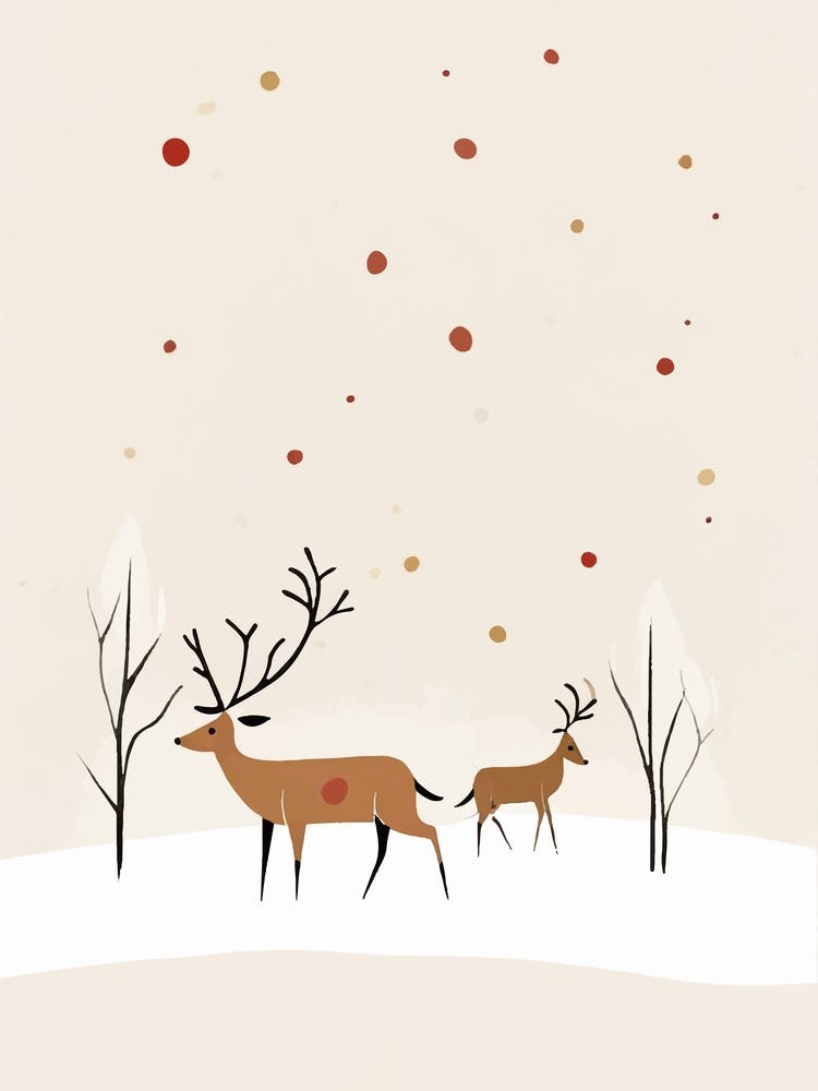 Deer In The Snow Christmas Winter