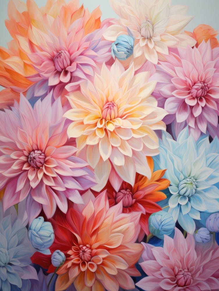 Pastel Dahlia Pedals Painting 1