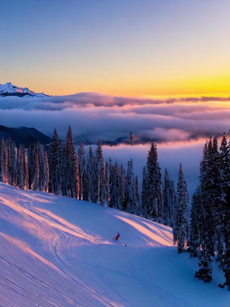 Cardrona, New Zealand Sunrise Skiing Poster