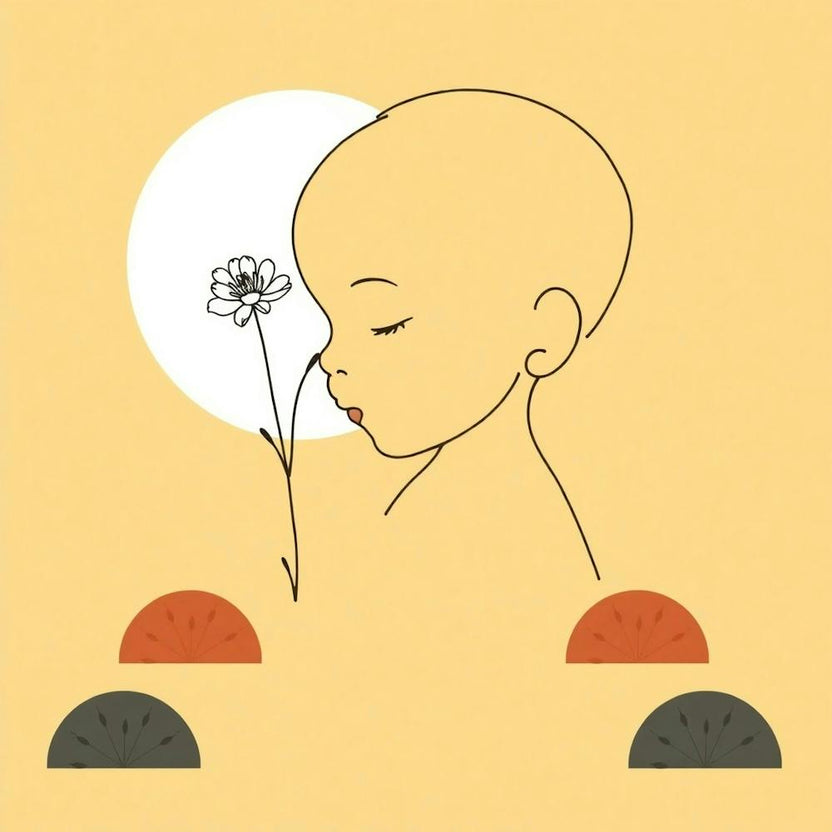 Child Smelling A Flower
