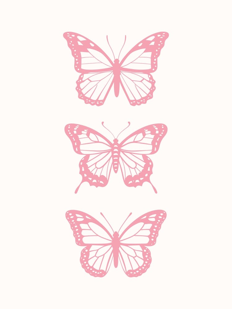 Affiche papillons roses