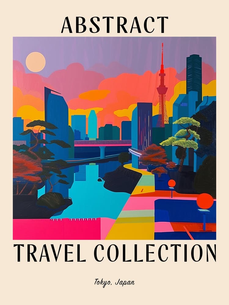 Abstraktes Reisekollektion Poster Tokyo Japan 1