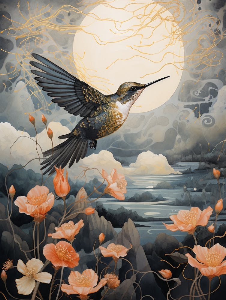 Hummingbird 3 Gold Detail Painting