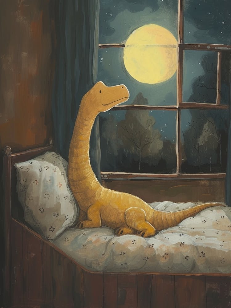 Dinosaur In Bed With The Moon 3