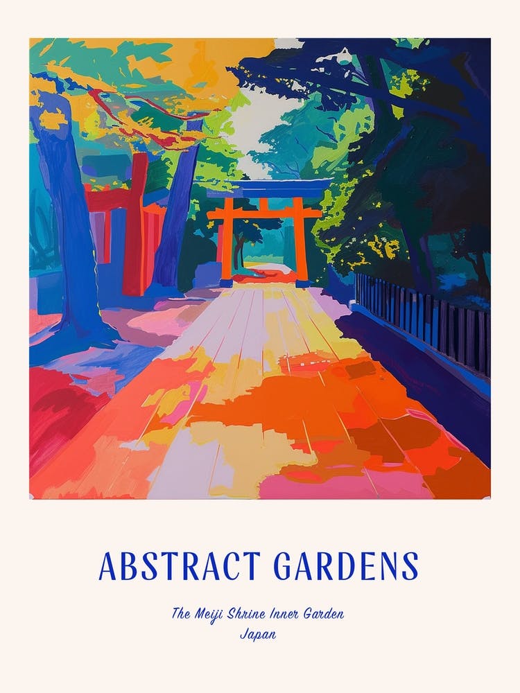 Colourful Gardens The Meiji Shrine Inner Garden Japan 4 Blue Poster