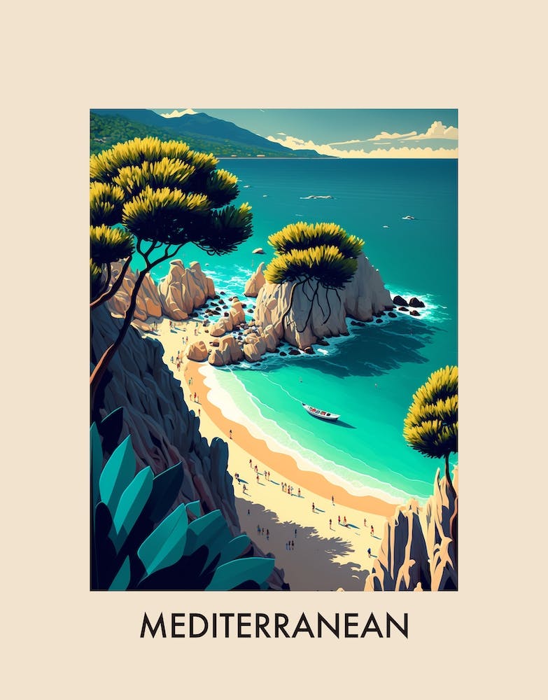 Mediterrane Ansicht 3 Vintage Reiseposter