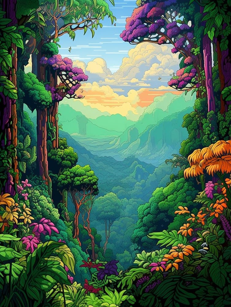 Monteverde Cloud Forest Pixel Art 3