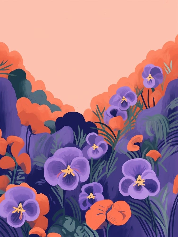 Boho Wildflower Painting Violets Viola 1
