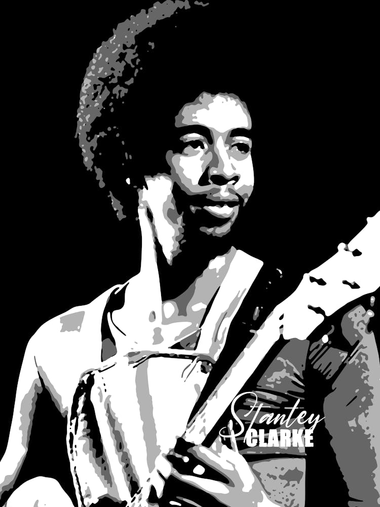 Stanley Clarke American Bassit Legend in Grayscale