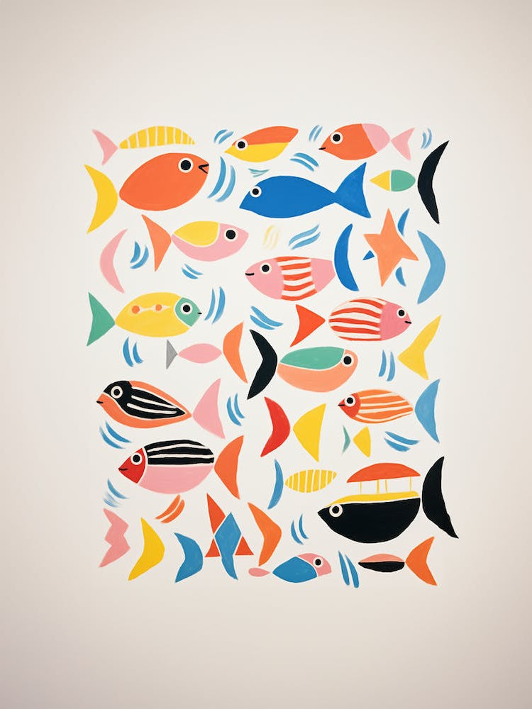 Matisse Inspired Fish Swim Poster Abstract