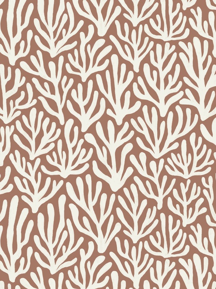 Clustered Coral Ocean Garden Mocha Mousse and White