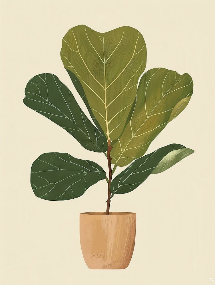 Fiddle Leaf Fig Plant Minimalist Illustration 5