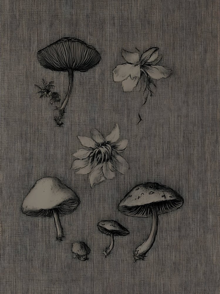 Dark Gothic Fungi And Flowers